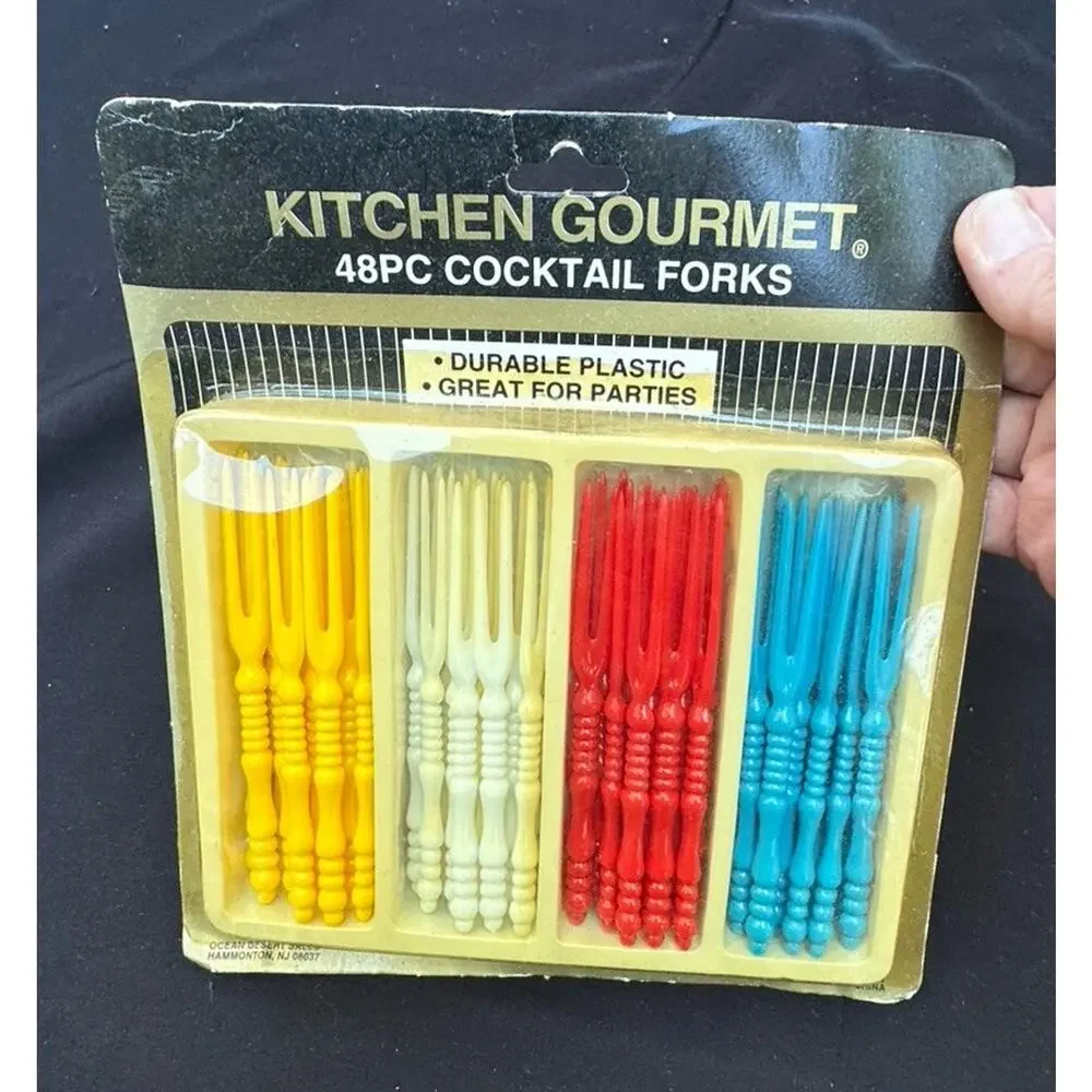 New Vintage MCM 1960s Cocktail Forks Pickle Cheese Olive Hors d' Oeuvres -C16